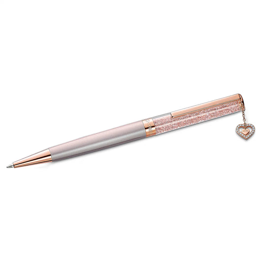 Crystalline ballpoint pen Heart, Rose gold tone, Pink lacquered, rose gold-tone plated