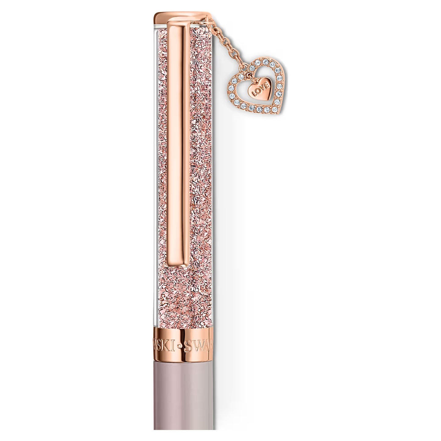 Crystalline ballpoint pen Heart, Rose gold tone, Pink lacquered, rose gold-tone plated