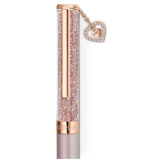 Crystalline ballpoint pen Heart, Rose gold tone, Pink lacquered, rose gold-tone plated