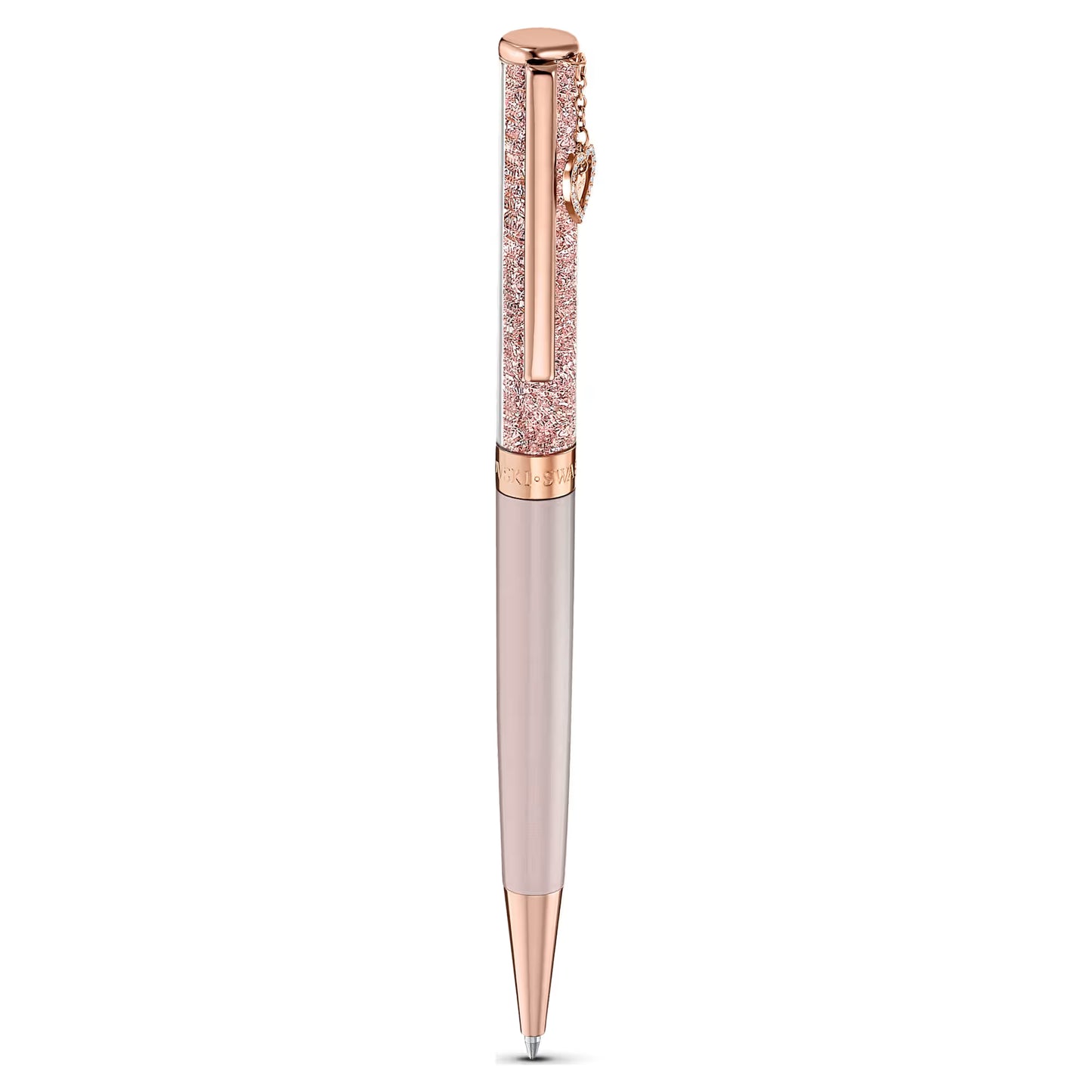 Crystalline ballpoint pen Heart, Rose gold tone, Pink lacquered, rose gold-tone plated
