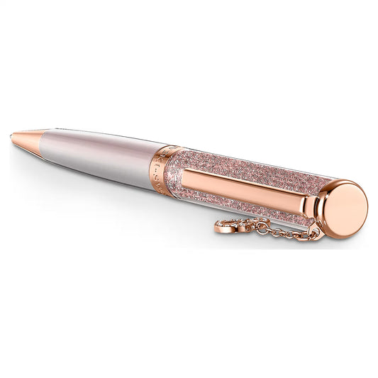 Crystalline ballpoint pen Heart, Rose gold tone, Pink lacquered, rose gold-tone plated
