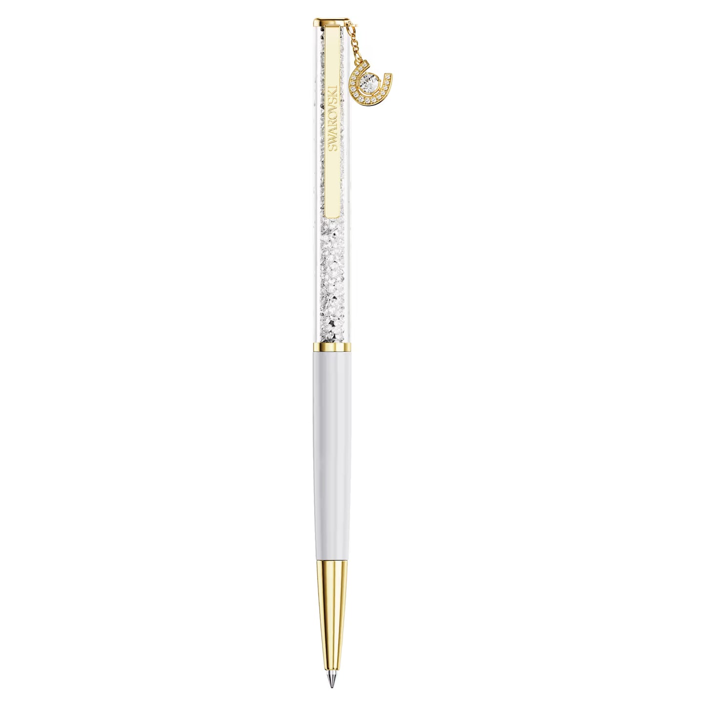 Crystalline ballpoint pen, Horseshoe, White, White lacquered, gold-tone plated