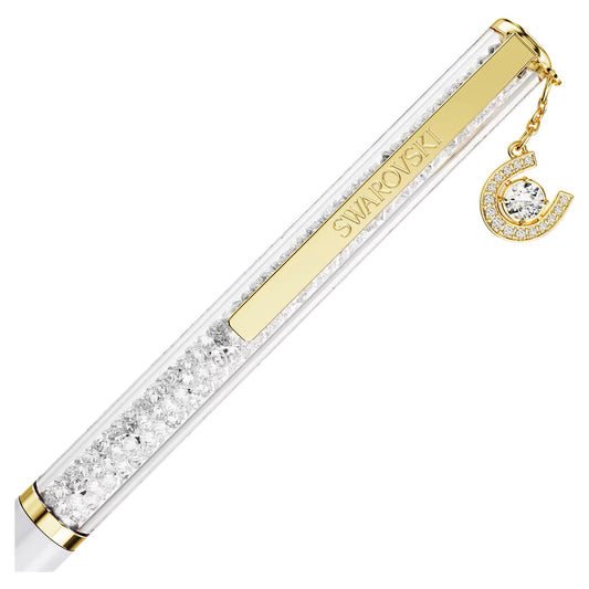 Crystalline ballpoint pen, Horseshoe, White, White lacquered, gold-tone plated
