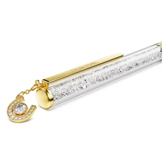 Crystalline ballpoint pen, Horseshoe, White, White lacquered, gold-tone plated