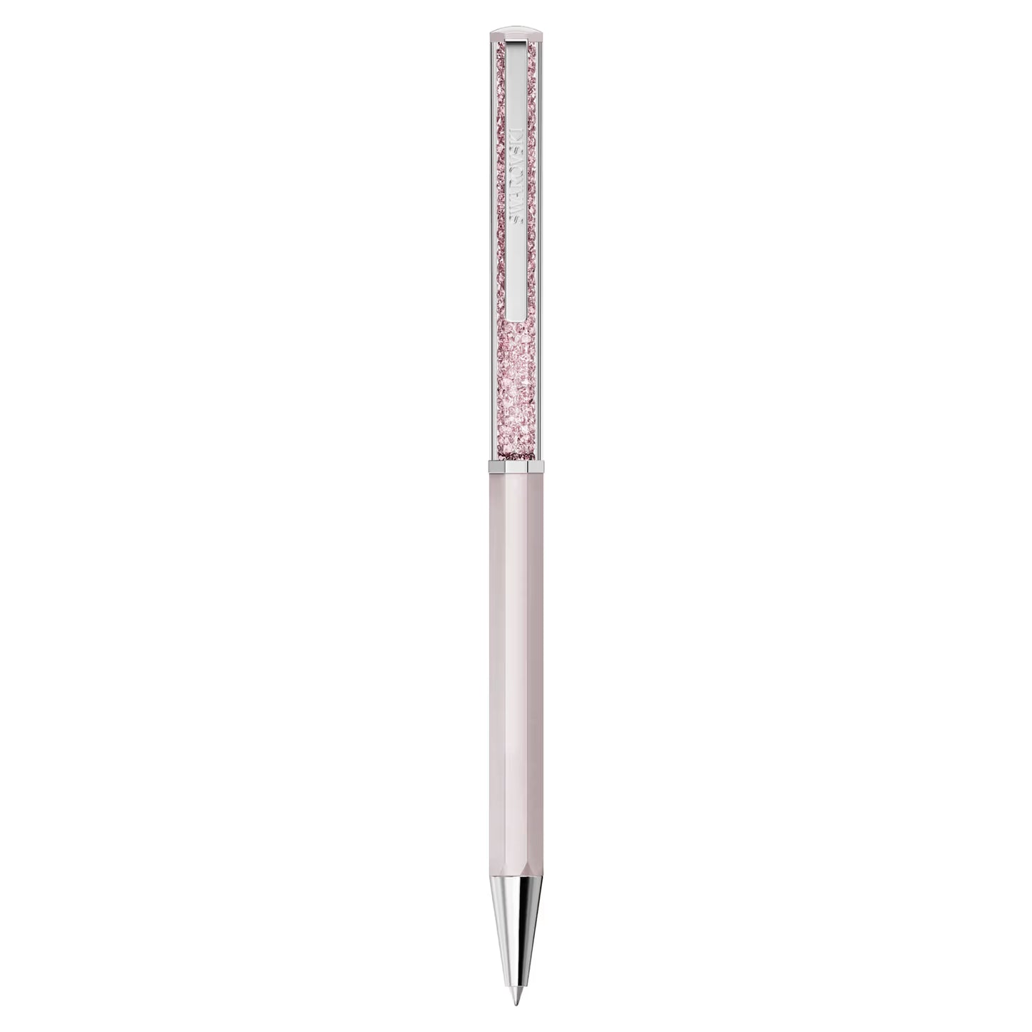 Crystalline ballpoint pen, Pink lacquered, chrome plated