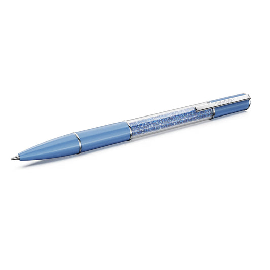 Crystalline ballpoint pen, ReCreated™ crystals, Blue, Blue lacquered, Chrome plated