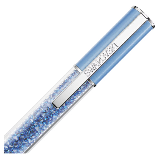 Crystalline ballpoint pen, ReCreated™ crystals, Blue, Blue lacquered, Chrome plated
