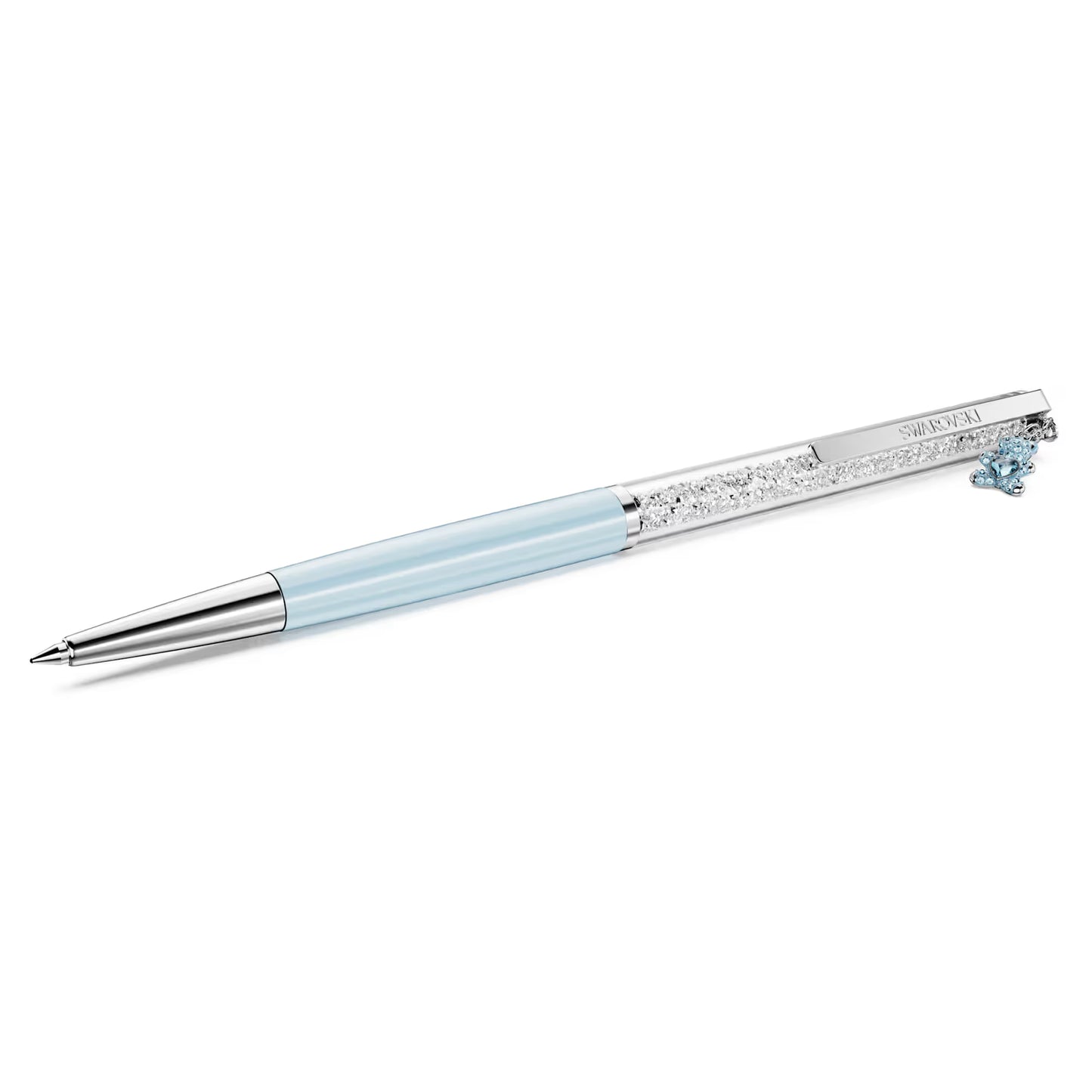 Crystalline ballpoint pen, Teddy, Blue, Blue lacquered, chrome plated
