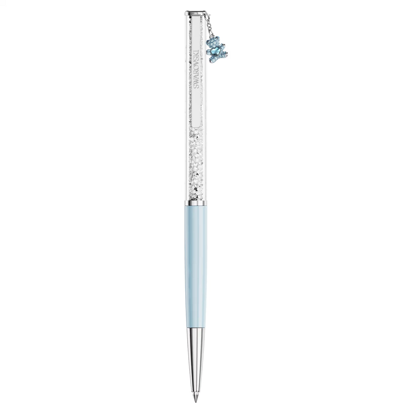 Crystalline ballpoint pen, Teddy, Blue, Blue lacquered, chrome plated