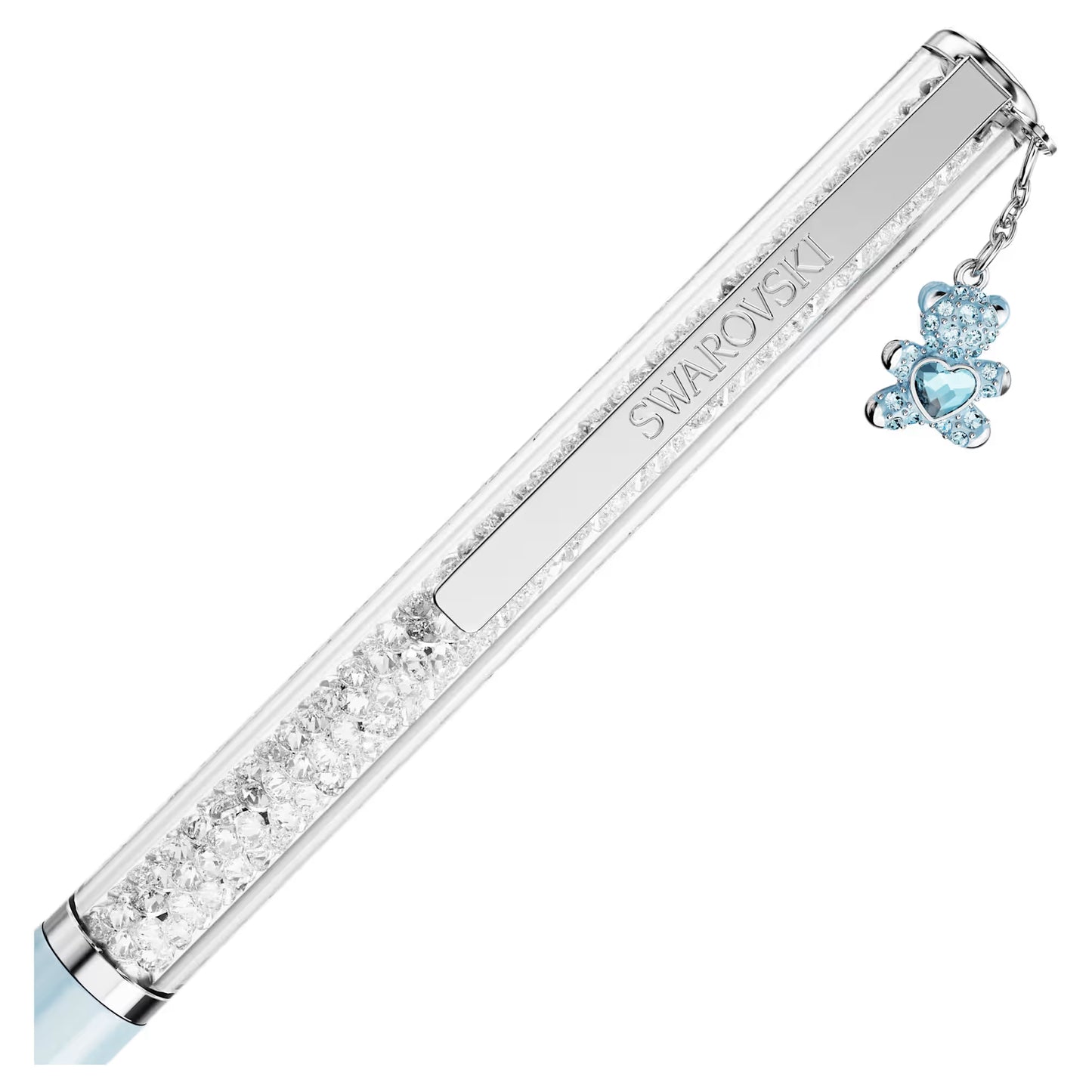 Crystalline ballpoint pen, Teddy, Blue, Blue lacquered, chrome plated