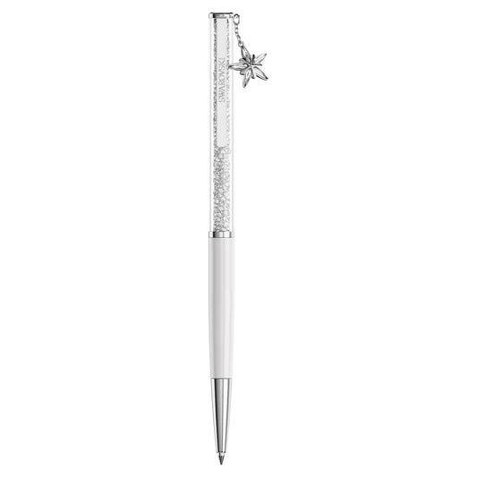 Crystalline ballpoint pen, White, White lacquered, chrome plated