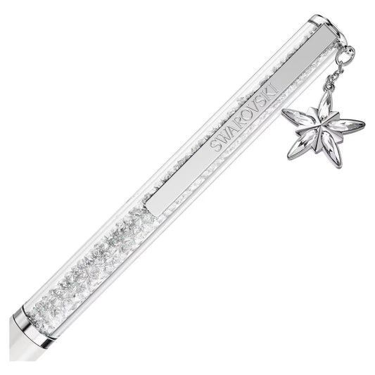 Crystalline ballpoint pen, White, White lacquered, chrome plated