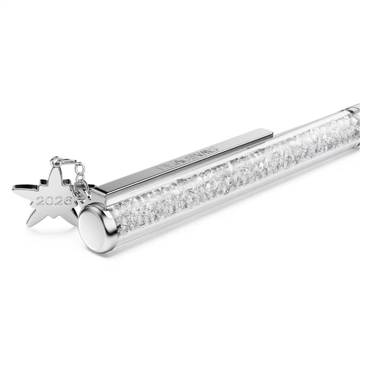 Crystalline ballpoint pen, White, White lacquered, chrome plated