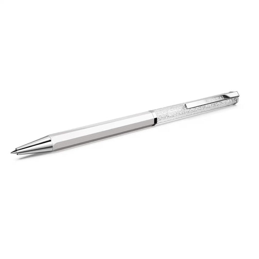 Crystalline ballpoint pen, White lacquered, chrome plated