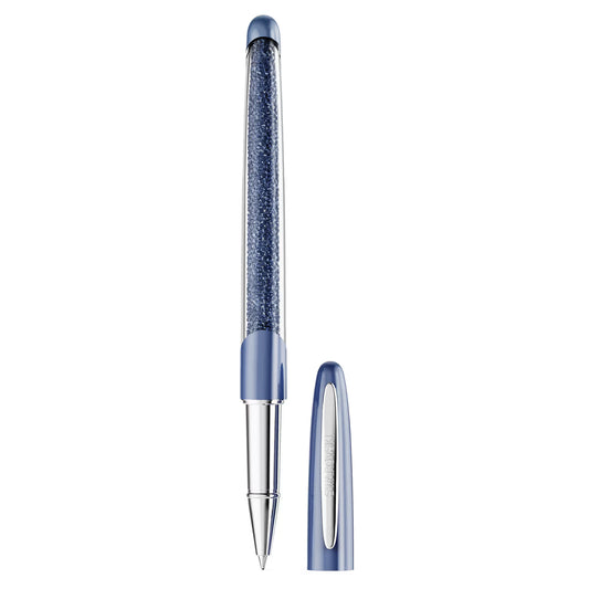 Crystalline rollerball pen, Blue, Chrome plated