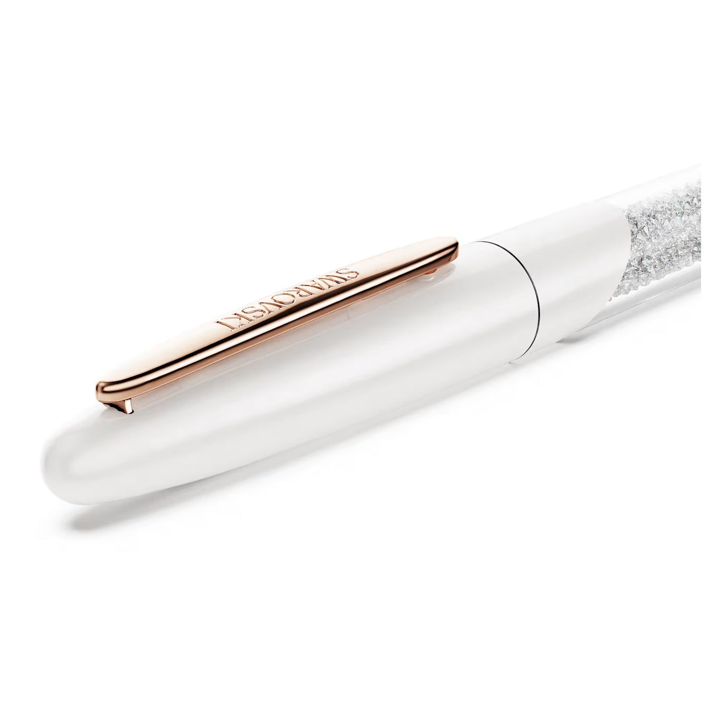 Crystalline rollerball pen, White, Rose gold-tone plated