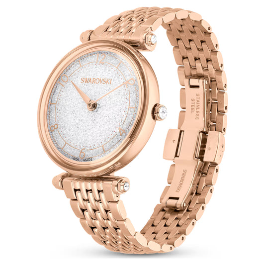 Crystalline wonder watch, Swiss Made, Metal bracelet, Rose gold tone, Rose gold-tone finish