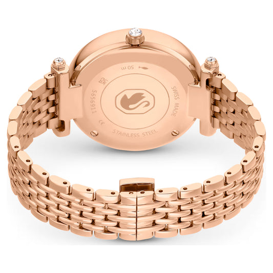 Crystalline wonder watch, Swiss Made, Metal bracelet, Rose gold tone, Rose gold-tone finish