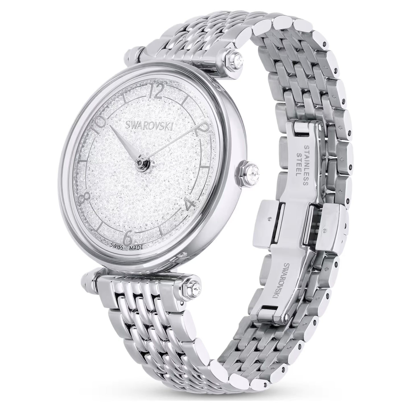 Crystalline wonder watch, Swiss Made, Metal bracelet, Silver Tone, Stainless steel