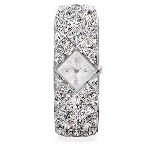 Curiosa bangle watch, Crystal bracelet, Silver Tone, Stainless steel
