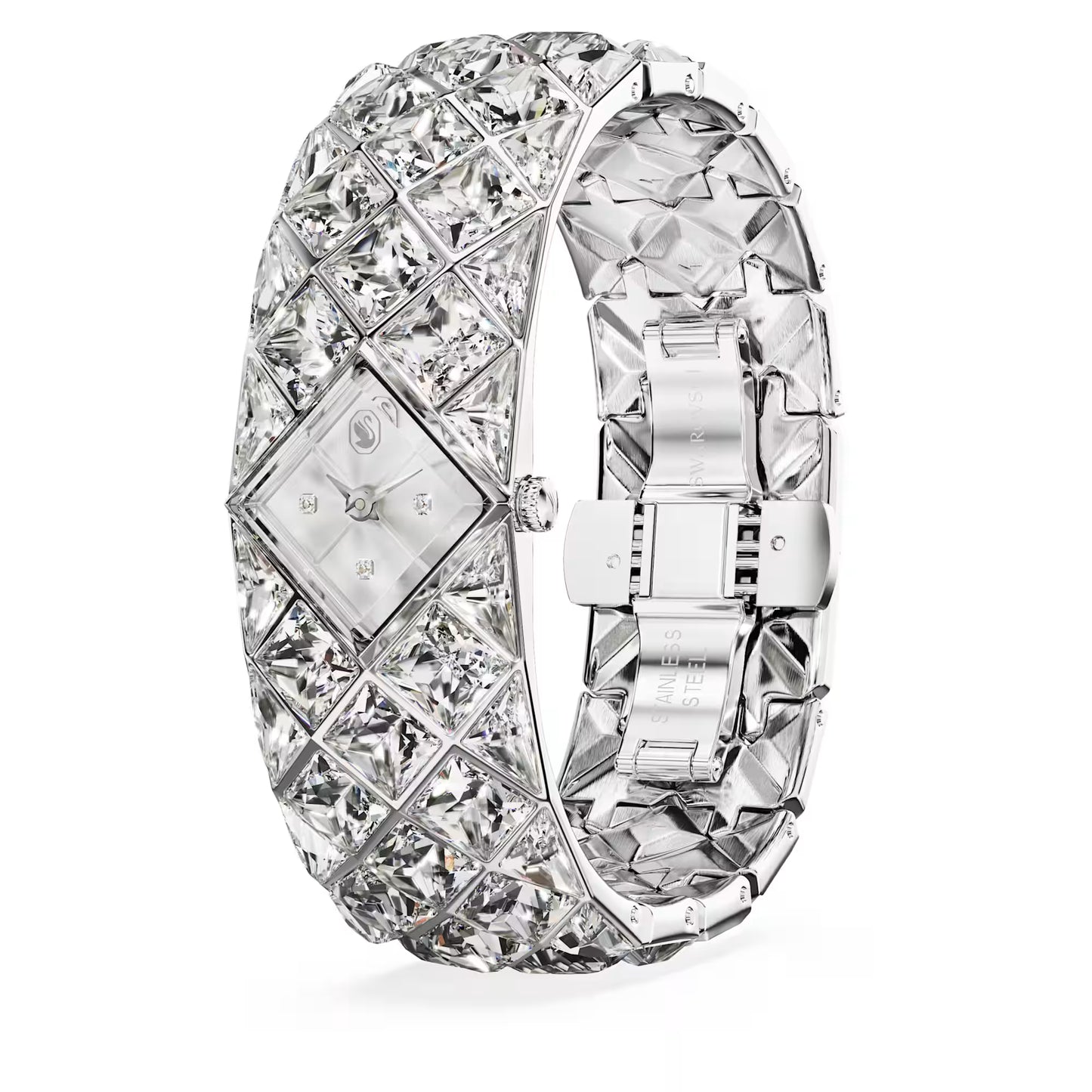 Curiosa bangle watch, Crystal bracelet, Silver Tone, Stainless steel