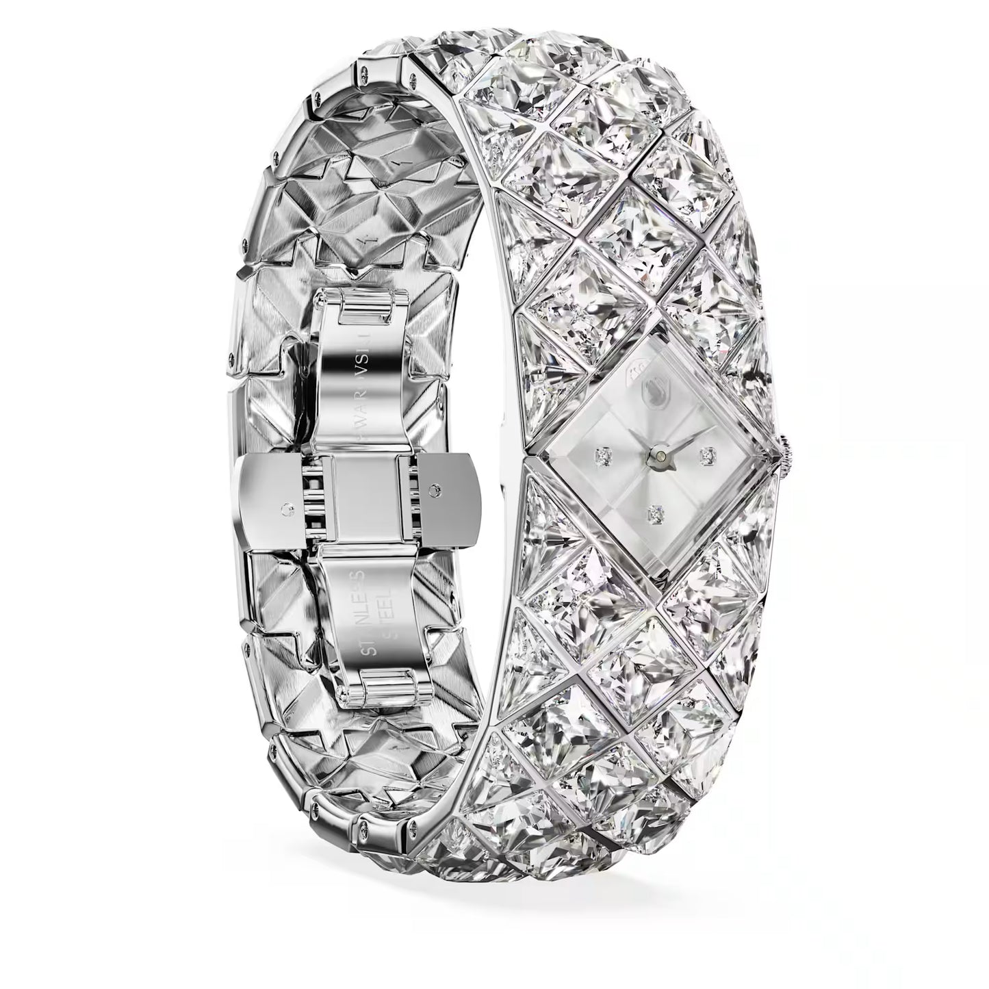 Curiosa bangle watch, Crystal bracelet, Silver Tone, Stainless steel