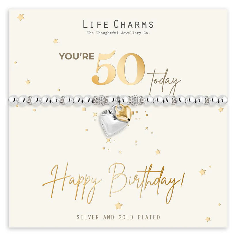 Happy 50th Birthday Life Charms Bracelet