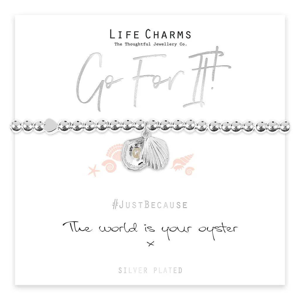 Silver Go For It Life Charms Bracelet