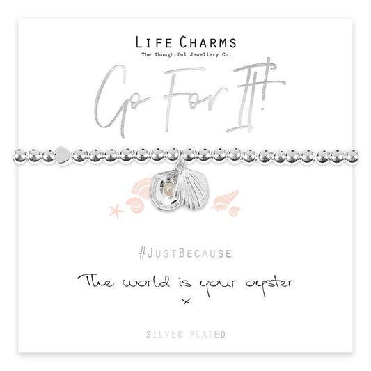 Silver Go For It Life Charms Bracelet