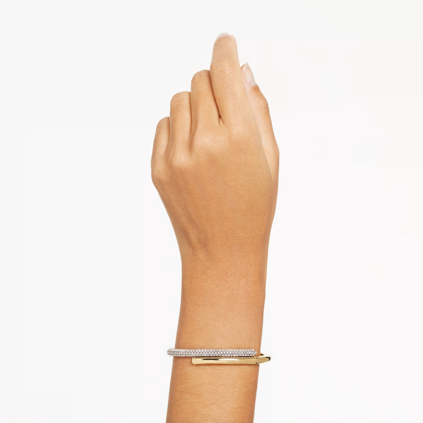 Dextera bangle, White, Gold-tone plated