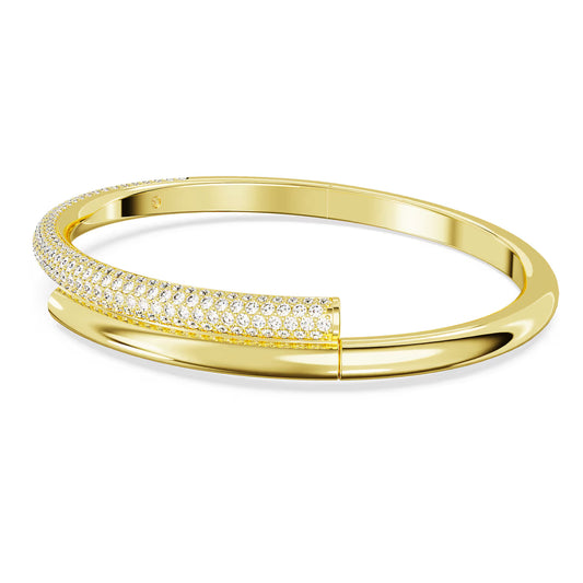 Dextera bangle, White, Gold-tone plated