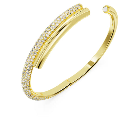 Dextera bangle, White, Gold-tone plated