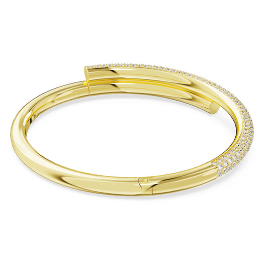 Dextera bangle, White, Gold-tone plated