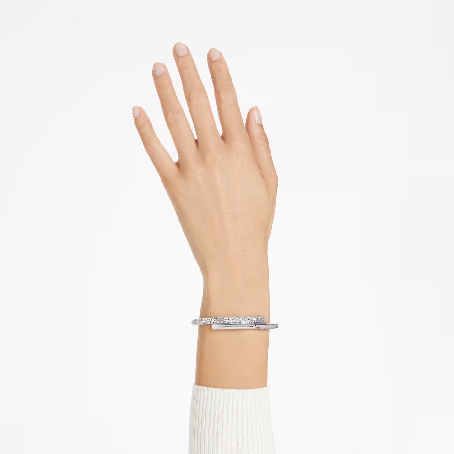 Dextera bangle, Magnetic closure, White, Rhodium plated