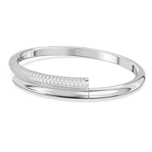 Dextera bangle, Magnetic closure, White, Rhodium plated