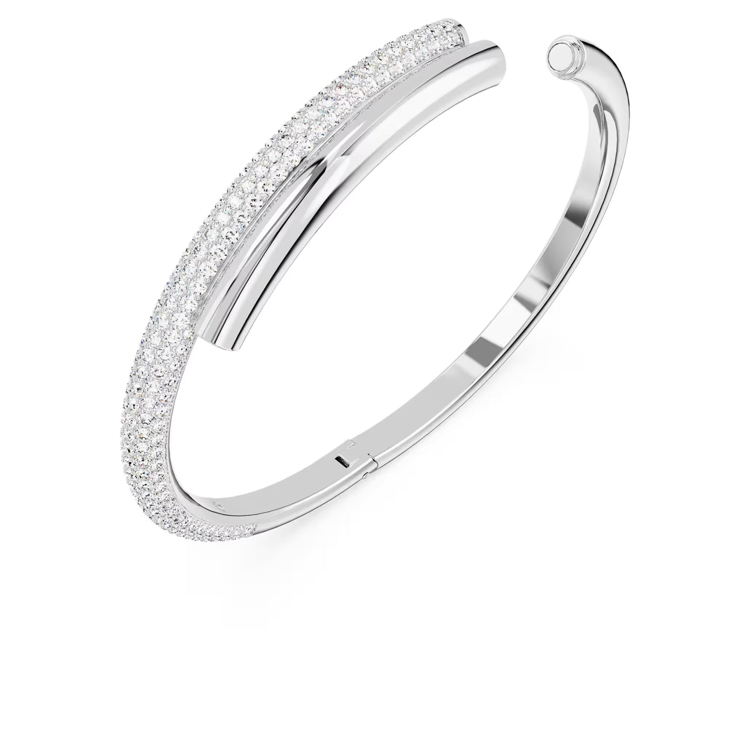 Dextera bangle, Magnetic closure, White, Rhodium plated