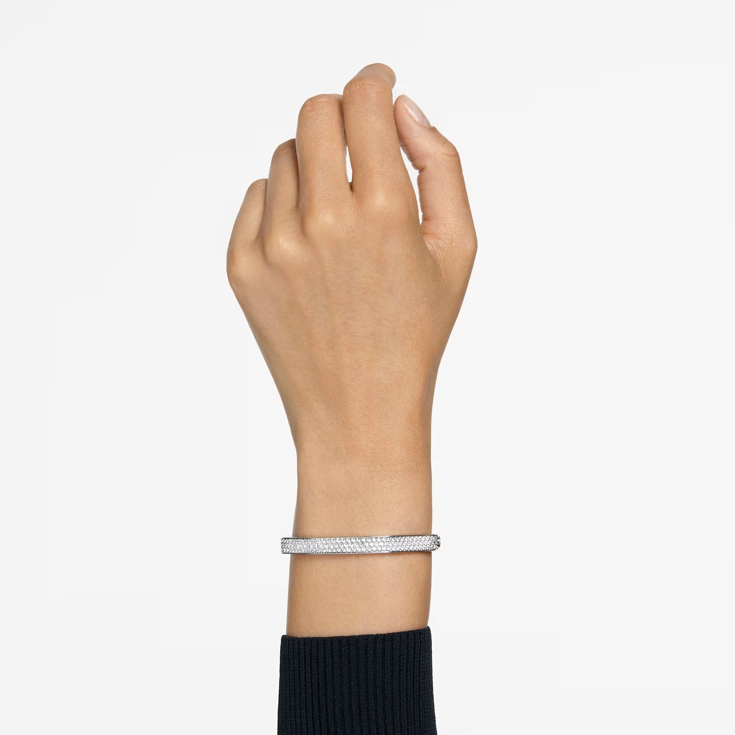 Dextera bangle, Octagon shape, White, Rhodium plated