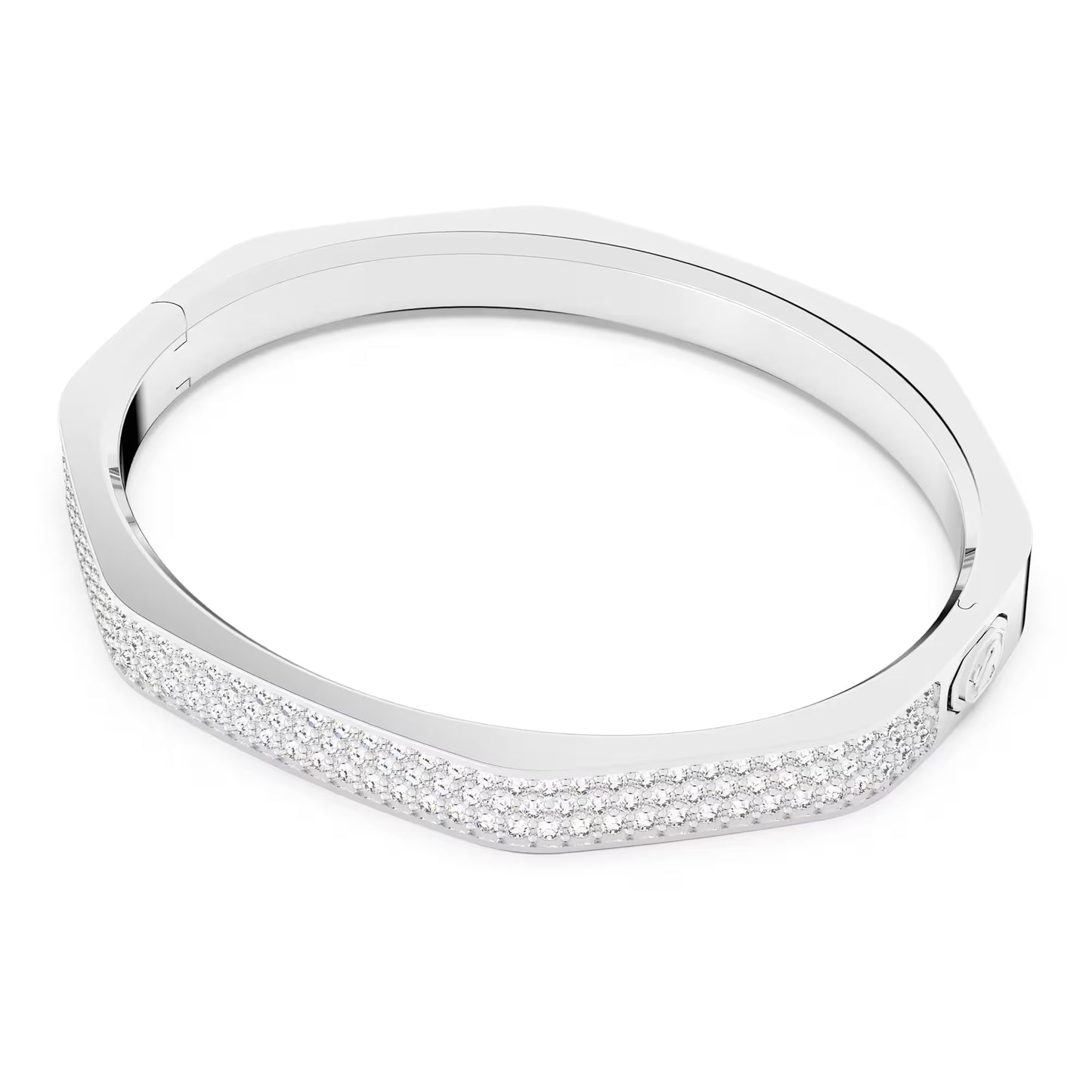 Dextera bangle, Octagon shape, White, Rhodium plated