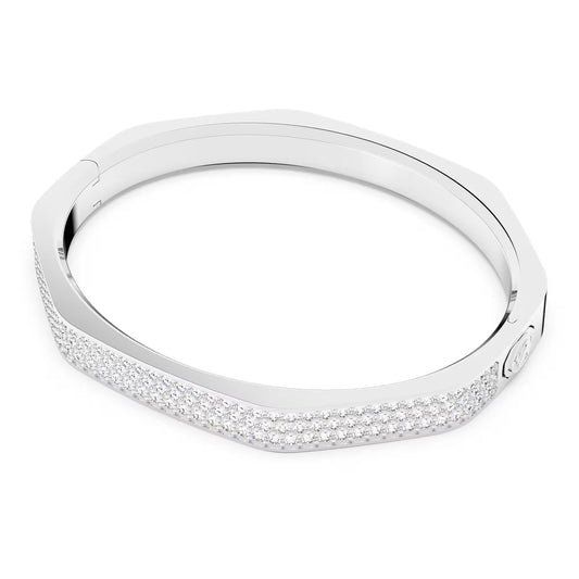 Dextera bangle, Octagon shape, White, Rhodium plated
