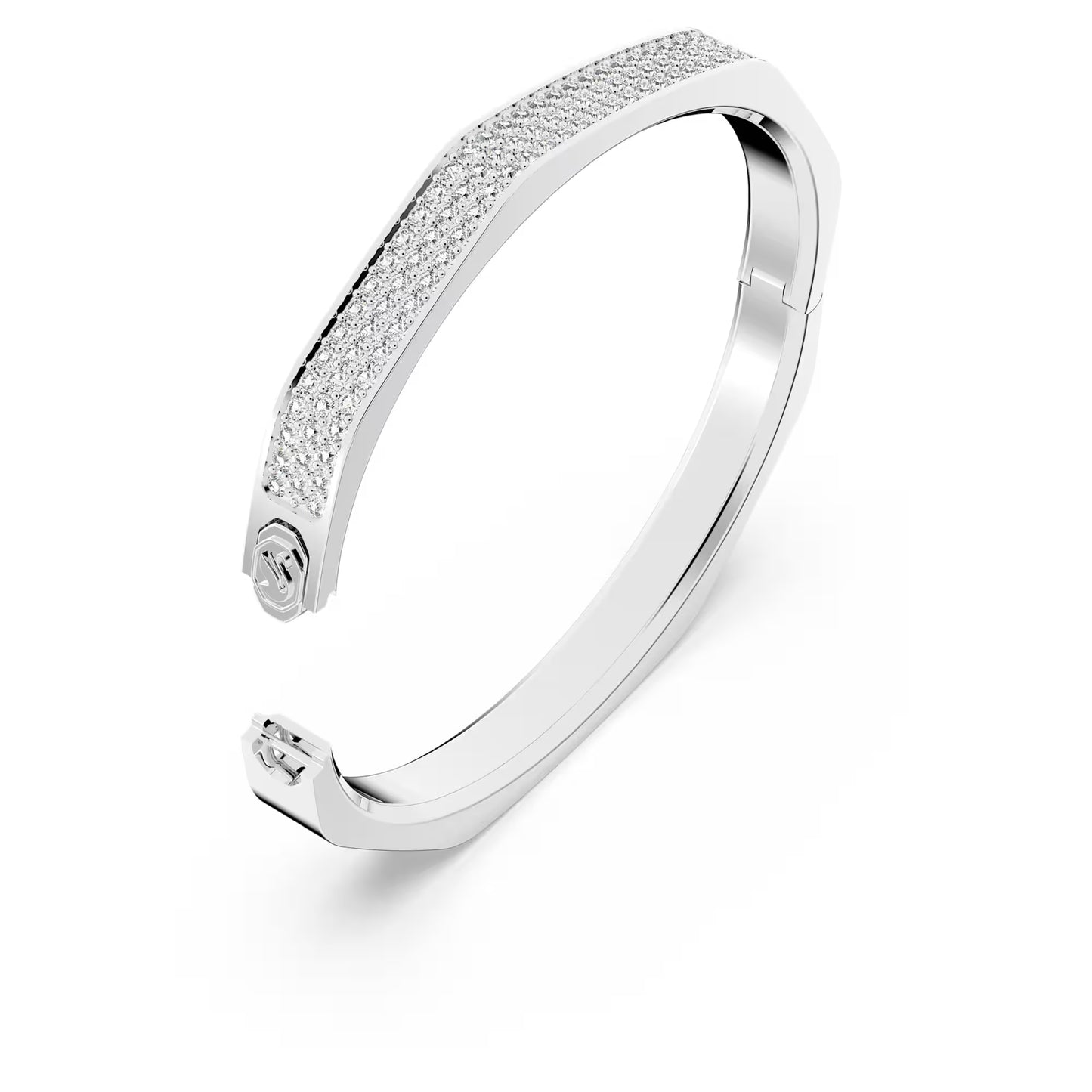 Dextera bangle, Octagon shape, White, Rhodium plated