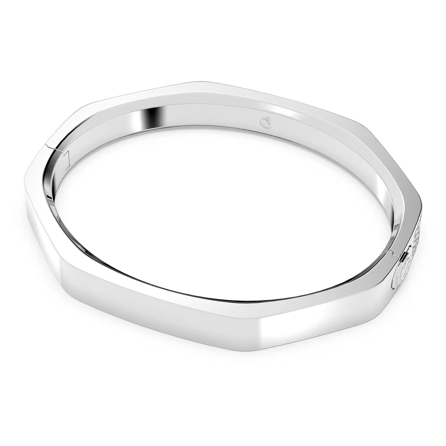 Dextera bangle, Octagon shape, White, Rhodium plated