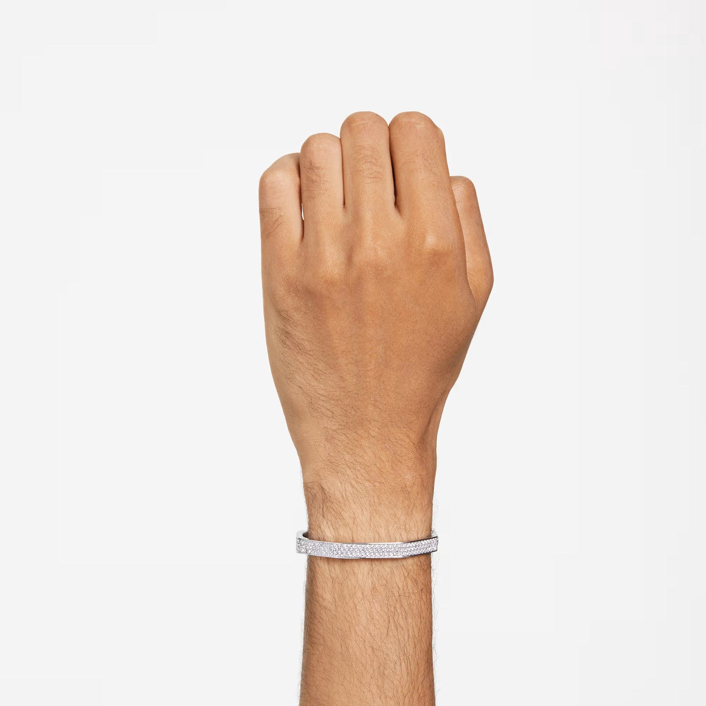 Dextera bangle, Octagon shape, White, Rhodium plated