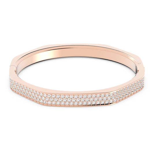 Dextera bangle, Octagon shape, White, Rose gold-tone plated
