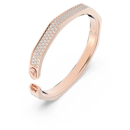 Dextera bangle, Octagon shape, White, Rose gold-tone plated