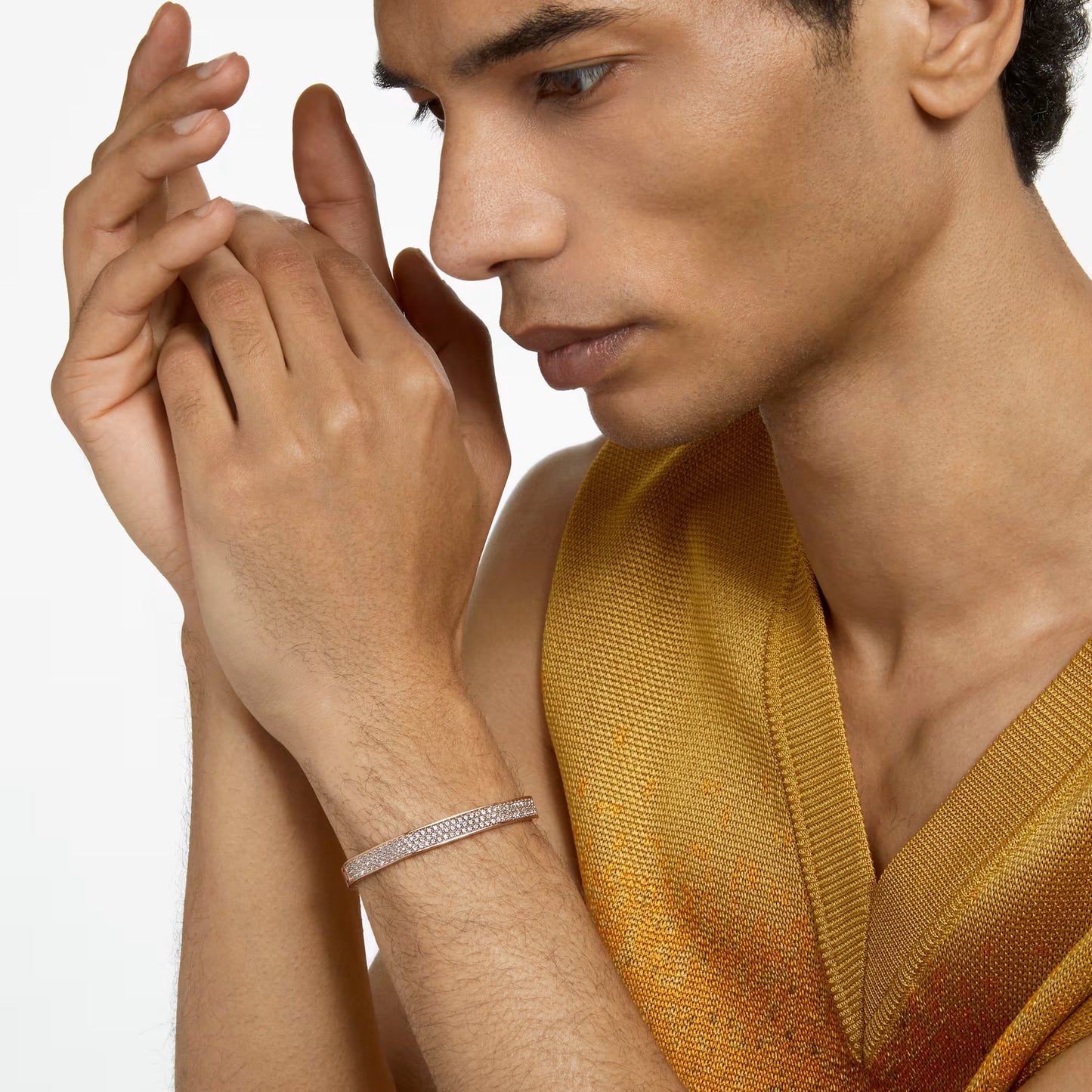 Dextera bangle, Octagon shape, White, Rose gold-tone plated