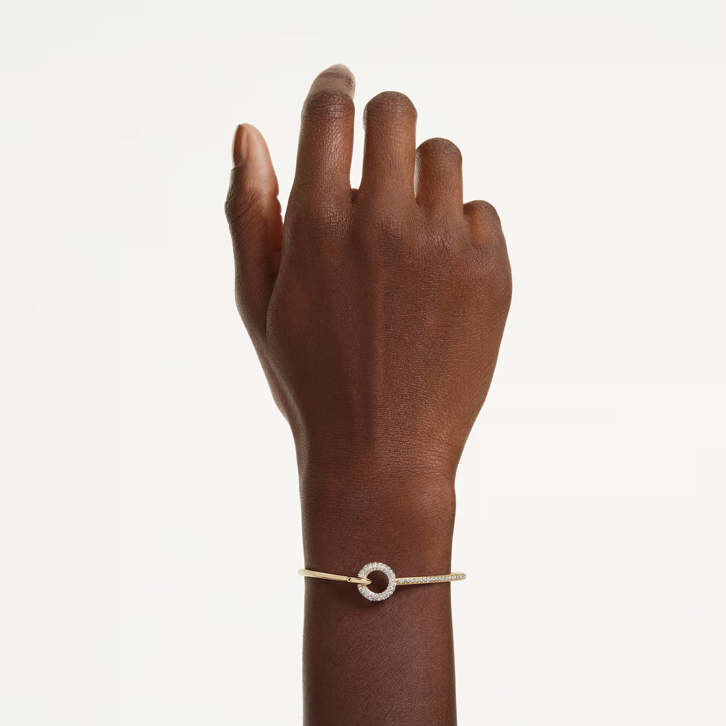 Dextera bangle, Round cut, White, Gold-tone plated