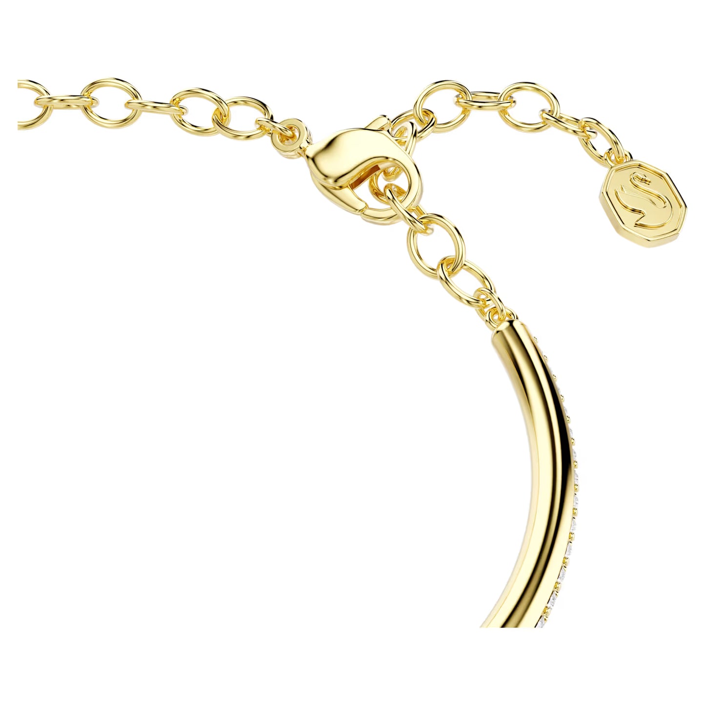 Dextera bangle, Round cut, White, Gold-tone plated