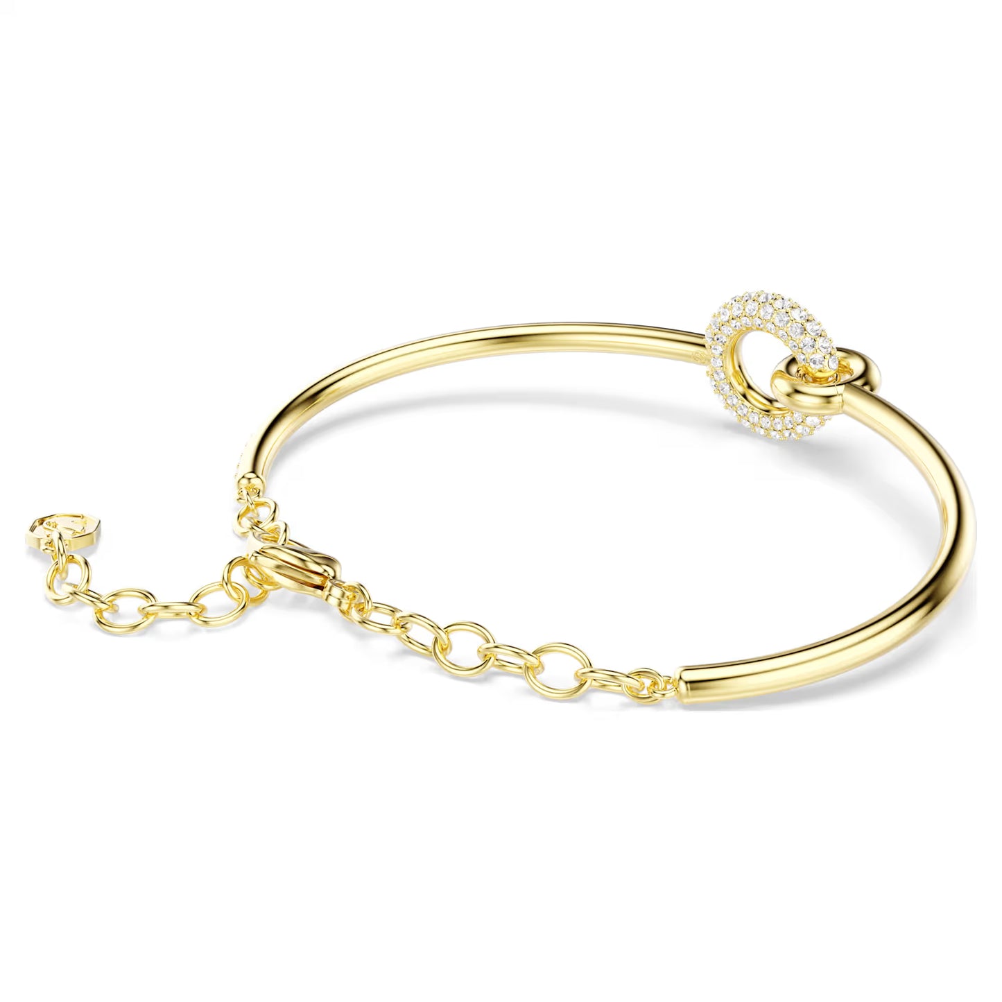Dextera bangle, Round cut, White, Gold-tone plated