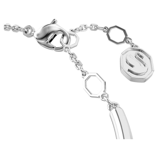 Dextera bangle, Round cut, White, Rhodium plated