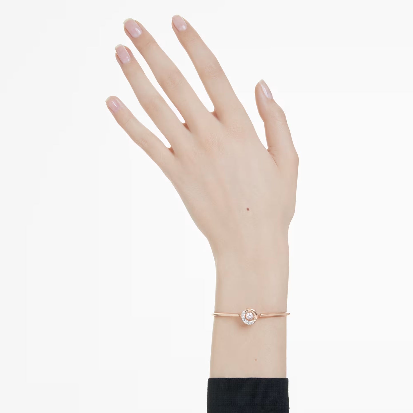 Dextera bangle, Round, White, Rose gold-tone